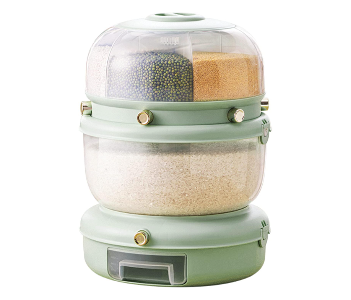 Multifunctional Food Dispenser For Kitchen Space Saving Storage Containers for Cereal, Rice, Nuts, Candy, Coffee Bean, Snack, Grain Rotating Rice Bucket in UAE