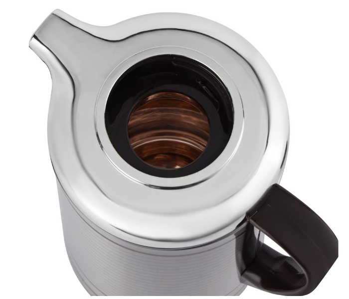 Delcasa DC3165 1L Double Wall Vacuum Flask With Pink Glass Inner And Stainless Steel Body - Black And Silver in UAE