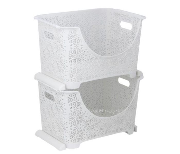 Royalford RF10800 Dynamic 4 Tier Storage Cabinet Plastic Rack Closet Organizer Box - White in UAE