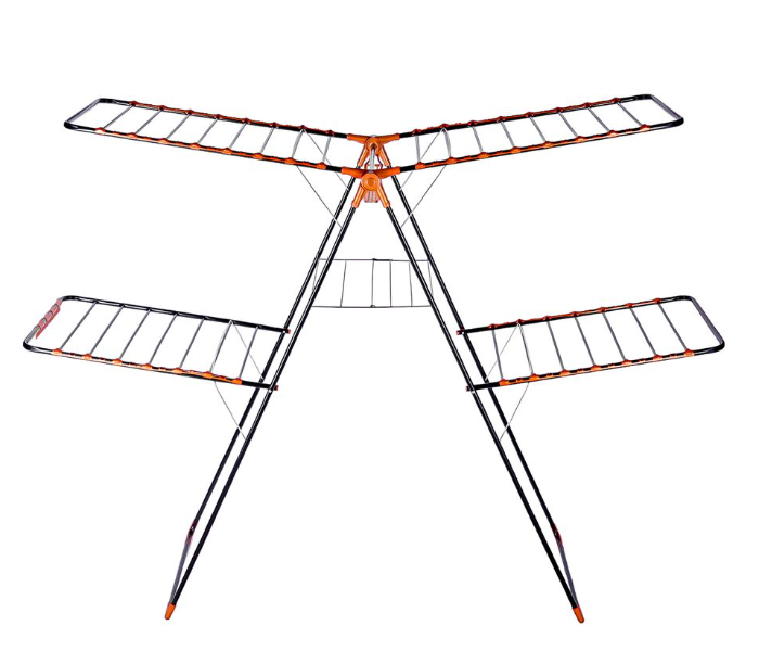 Royalford RF10121 5 Layer Cloth Dryer Large Drying Space Extra Lower Handles Rustproof Metal Wire and Frame - Black and Orange in UAE