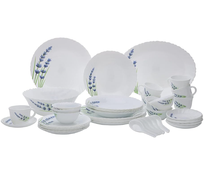 Royalford RF10679 44 pcs opalware dinner set English lavender - White in UAE