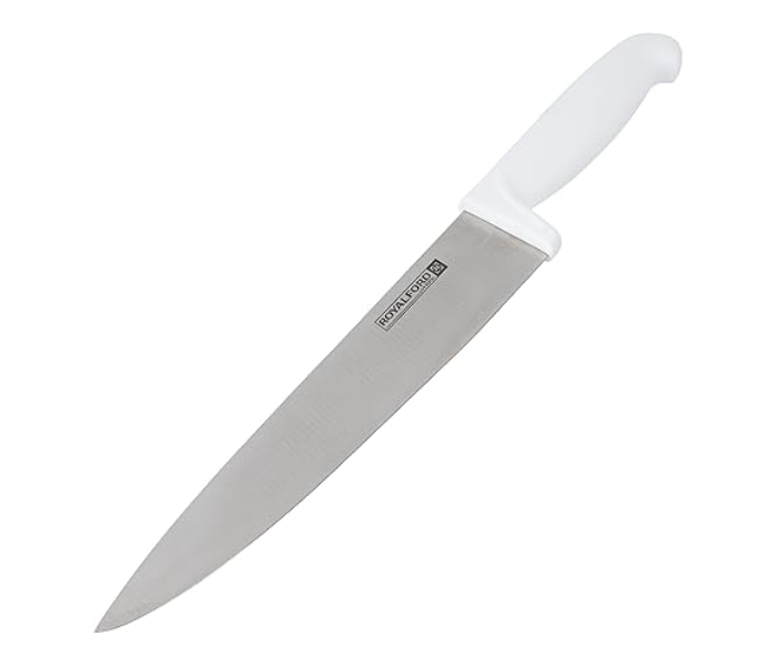 Royalford RF10234 8 Inch Chef Knife Stainless Steel with PP Handle - White in UAE