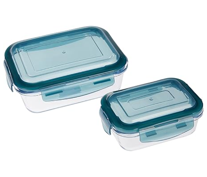 Royalford RF9985 2Pcs Glass Reusable Airtight Food Storage Tray With Snap Locking Lids 1000ml and 400ml - Assorted in UAE