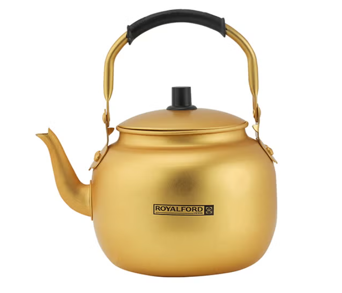 Royalford RF10768 Aluminum Tea Kettle Rust And Corrosion Resistant Body With Comfortable And Anti-Scald Handle - Gold in UAE
