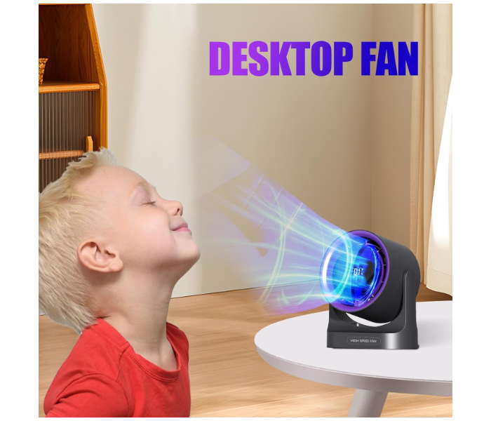 Portable Small Fan, Wall Mounted or USB-Powered Desk Fan, Quiet Operation with LED Display, 3600mAh Battery 360° Tilt Adjustment Suitable for Home Office in KSA