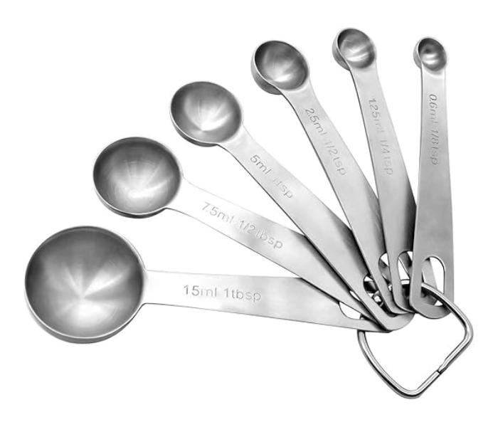 Royalford RFU9106 6 Pcs Stainless Steel Measuring Spoon Set - Silver in UAE