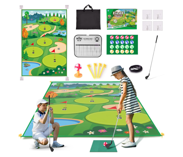 Premium Chipping Golf & Dart Practice Mat Set - Indoor/Outdoor Game Kit for Family Fun - Includes Golf Club, Sticky Balls, Club Tee, Scoreboard, and Accessories in UAE