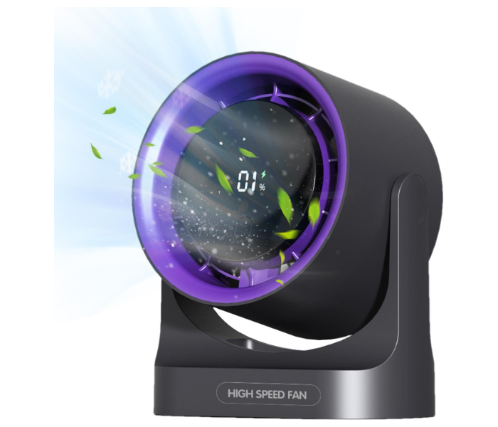 Portable Small Fan, Wall Mounted or USB-Powered Desk Fan, Quiet Operation with LED Display, 3600mAh Battery 360° Tilt Adjustment Suitable for Home Office in KSA