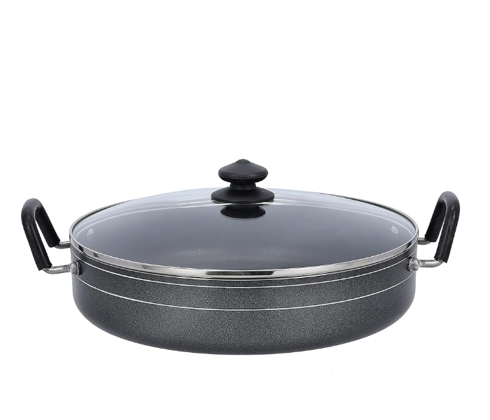 Royalford RF10007 32Cm Non Stick Work Pan With Glass Lid - Grey in UAE