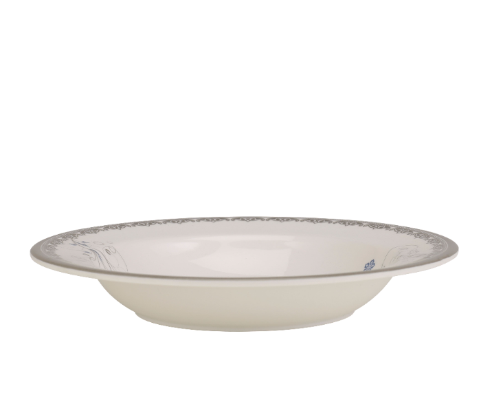 Royalford RF10602 Melamineware Deep Serving Plate 8 Inch Round Plate with Elegant Floral Design - White And Brown in UAE