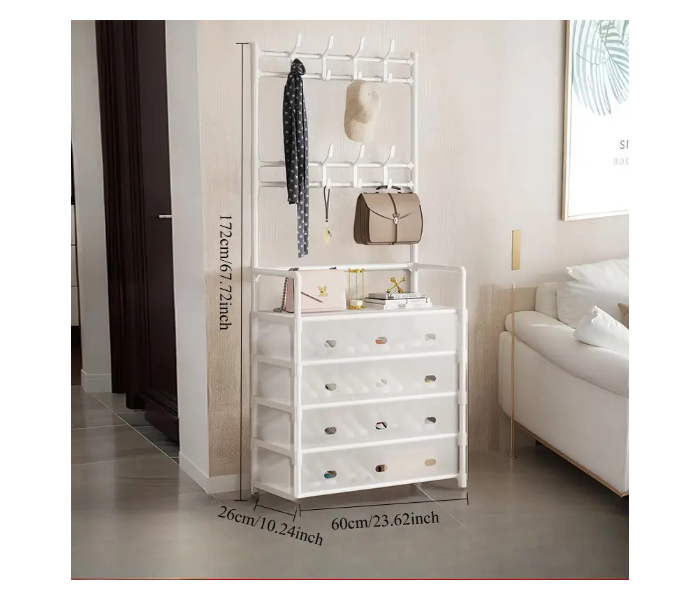 Multi-Purpose Metal Multi-Layer Shoe & Hat Hanging Bag Door Storage Coat Rack, Black, Easy Assembly, No Wood Material, Multi-Functional Household Organizer in UAE