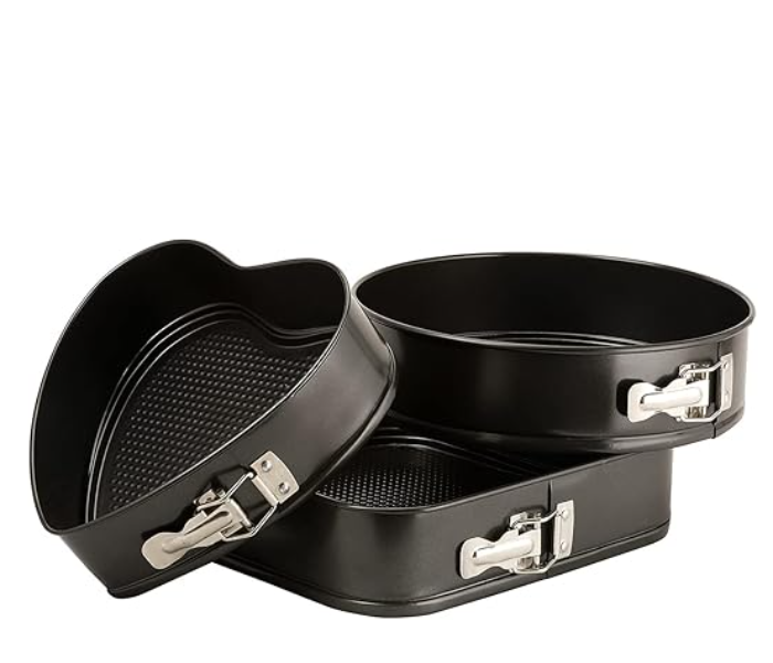 Royalford RF9902 3 Pcs Springform Set Mini Non Stick Cheesecake Pan - Black in UAE