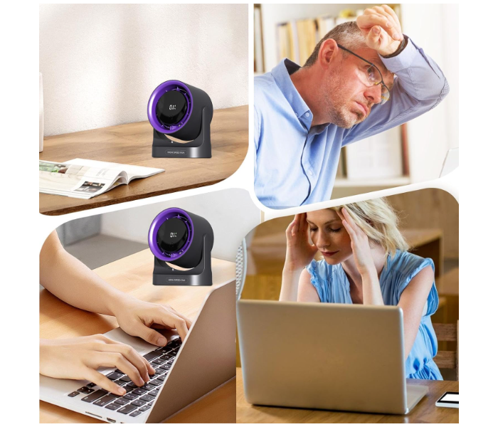 Portable Small Fan, Wall Mounted or USB-Powered Desk Fan, Quiet Operation with LED Display, 3600mAh Battery 360° Tilt Adjustment Suitable for Home Office in KSA