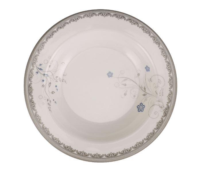 Royalford RF10602 Melamineware Deep Serving Plate 8 Inch Round Plate with Elegant Floral Design - White And Brown in UAE
