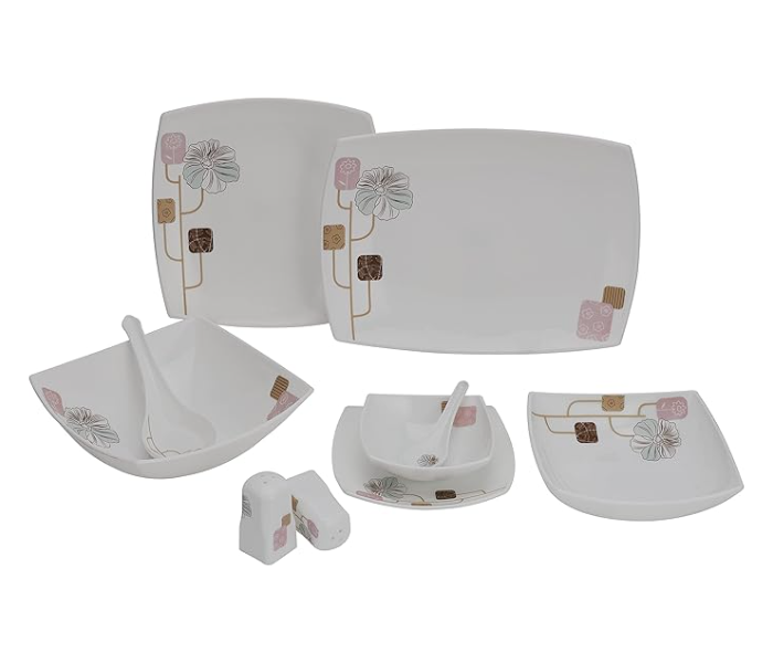 Royalford RF9758 Opal Hard Square Dinner Set 71 Pieces - White in UAE