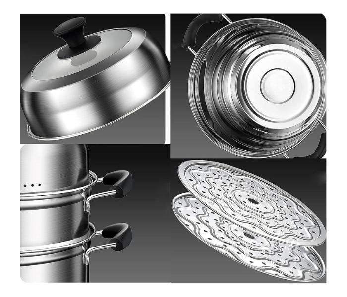 VSNOON 3-TIER Steamer Pot for Cooking | A Steamer Pot for Cooking Made with 100% High-Grade Materials and Ideal to be Used on Gas and Electric Stove | A Perfect Present for Your Aspiring Baker Loved One in UAE