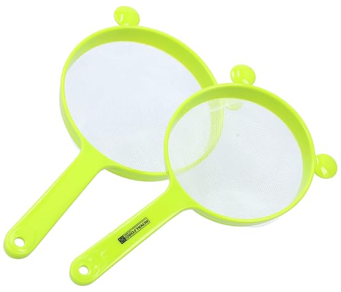 Royalford RF10272 2 Pcs Strainer Set Nylon Strainer with PP Handle - Green in UAE