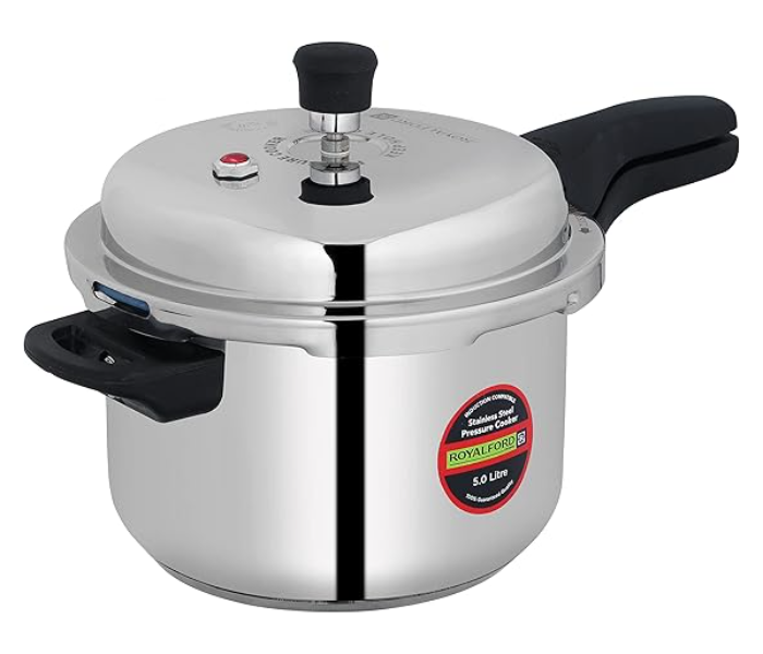 Royalford RF10184 3 Litre Stainless Steel Pressure Cooker with Portable Cool Touch Handle - Silver in UAE