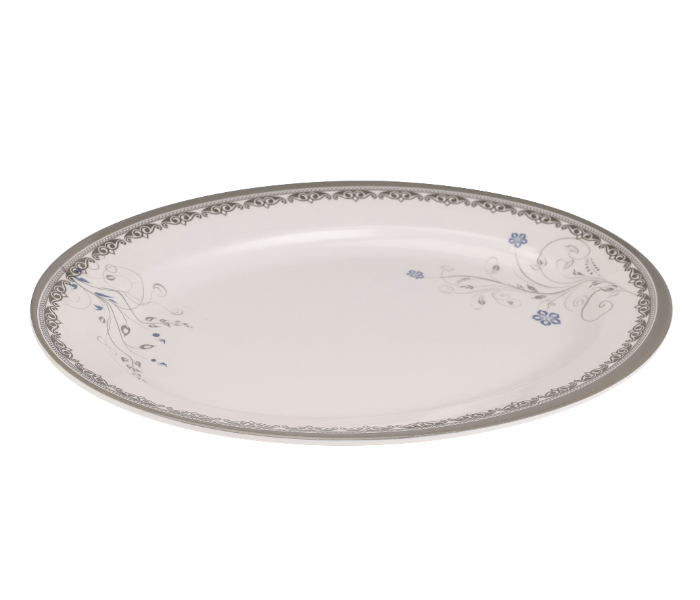 Royalford RF10605 Melamineware Oval Rice Plate 12 Inch Dinner Plate -White & Grey in UAE