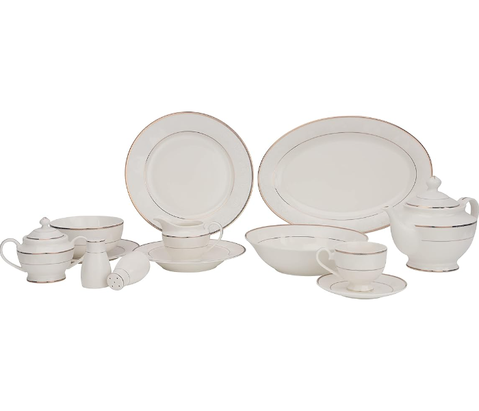 Royalford RF11045 Premium Fine Bone Dinner Set 83pcs Plates And Bowls - White in UAE