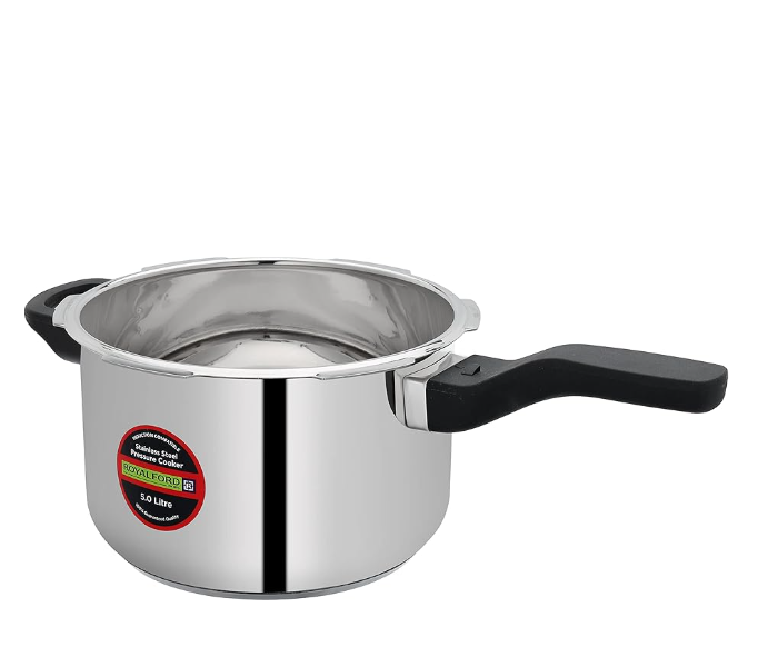 Royalford RF10184 3 Litre Stainless Steel Pressure Cooker with Portable Cool Touch Handle - Silver in UAE