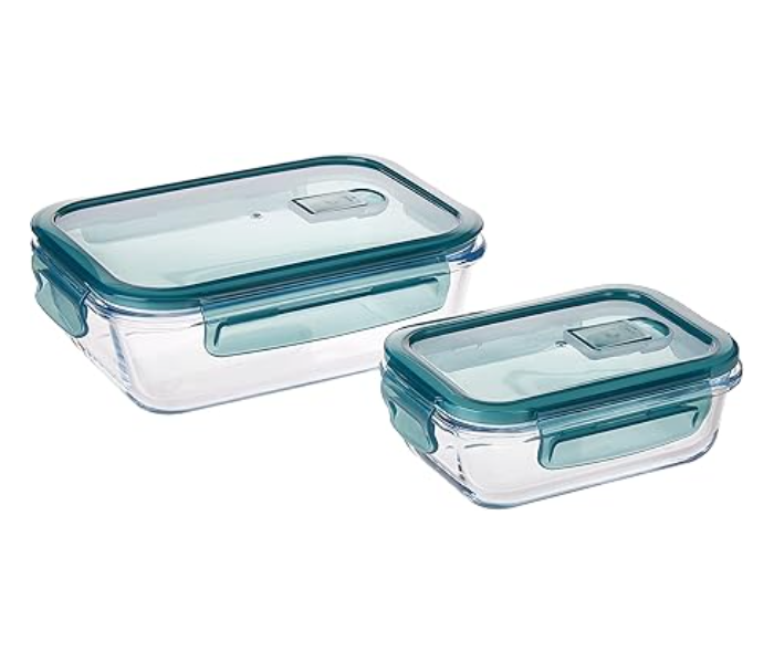 Royalford RF9984 2 Pcs Glass Airtight Food Storage Container with Lid 1040ml And 370ml - Transparent in UAE