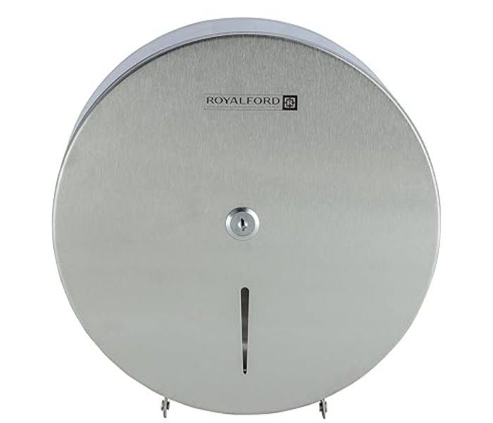 Royalford RF10732 Paper Roll Dispenser Stainless Steel Round Paper Tissue Holder Wall Mounted - Silver in UAE