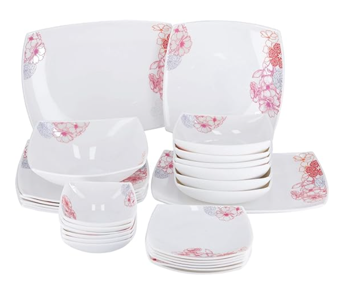Royalford RF9754 Opal Hard Square Dinner Set 27 Pieces - White in UAE