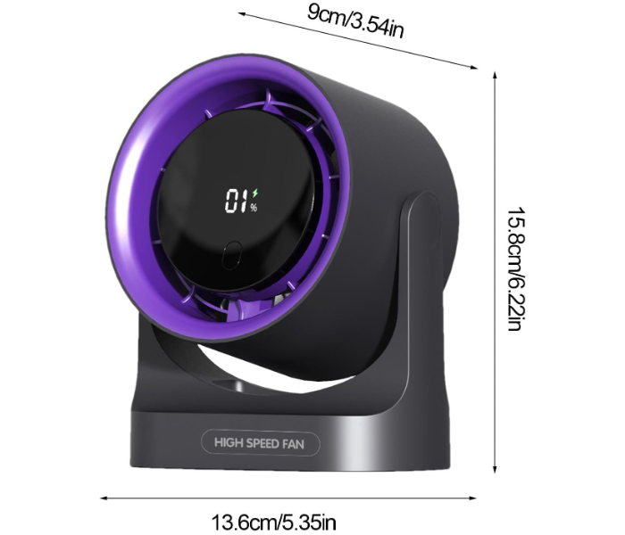Portable Small Fan, Wall Mounted or USB-Powered Desk Fan, Quiet Operation with LED Display, 3600mAh Battery 360° Tilt Adjustment Suitable for Home Office in KSA