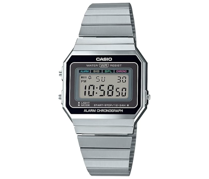 Casio Stainless Steel Digital Wrist Watch A700w-1adf - 36 Mm - Silver in UAE