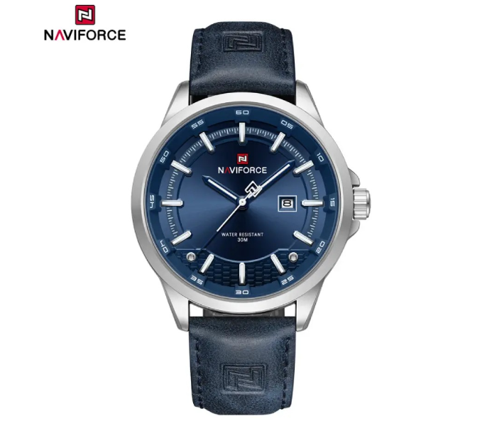 Naviforce PU Leather Band Analog Quartz Wrist Watch For Men NF9248L S/BE/BE - 46mm - Blue in UAE