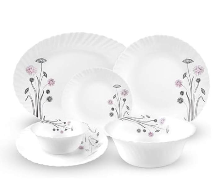 Royalford RF12685 Opalware 18 Piece Dinner Set With Exquisite Floral Design - White in UAE