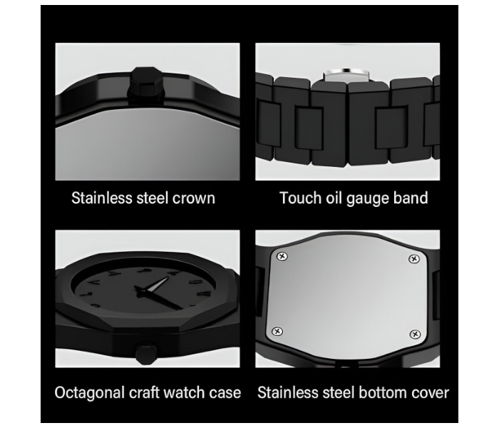 Arabic Aura Men's Watch with Arabic Numerals Matte Black Minimalist Analog Watch | Trending Wristwatch With Octagonal Case in KSA