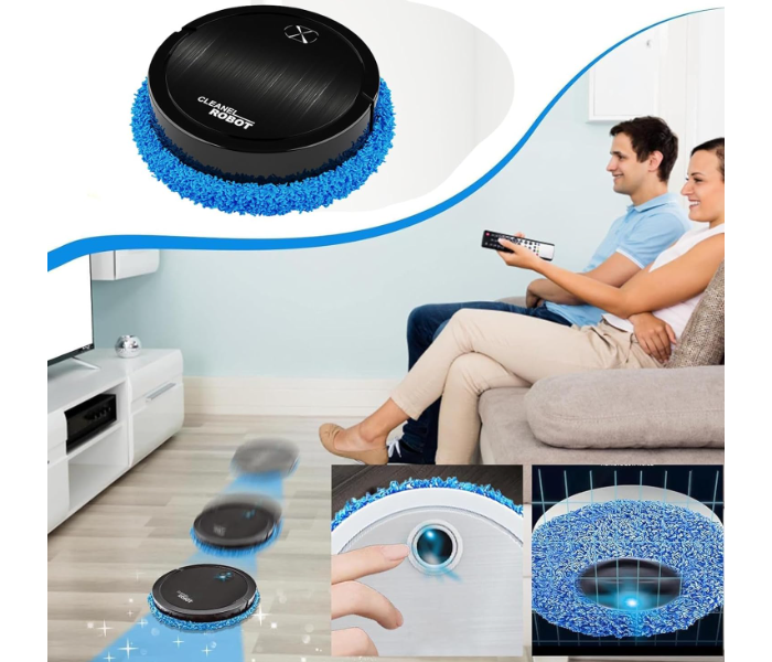 MINI Automatic Robot Mop Quiet Smart Mopping Robot Cleaner Robot Intelligent Sweeping Robot Vacuum Cleaner, Automatic Mini Home Automatic Robot Rechargeable Cleans Hard Floors for Daily Cleaning, Pet Hair, Paper Scraps in UAE