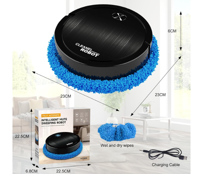MINI Automatic Robot Mop Quiet Smart Mopping Robot Cleaner Robot Intelligent Sweeping Robot Vacuum Cleaner, Automatic Mini Home Automatic Robot Rechargeable Cleans Hard Floors for Daily Cleaning, Pet Hair, Paper Scraps in UAE