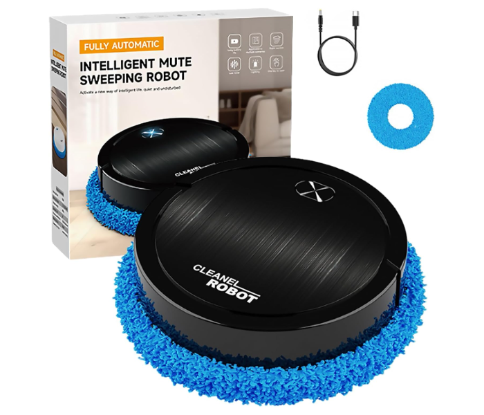 MINI Automatic Robot Mop Quiet Smart Mopping Robot Cleaner Robot Intelligent Sweeping Robot Vacuum Cleaner, Automatic Mini Home Automatic Robot Rechargeable Cleans Hard Floors for Daily Cleaning, Pet Hair, Paper Scraps in UAE