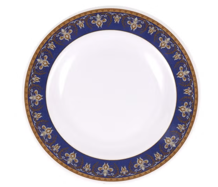 Royalford RF12708 Melamine Ware 10 Inch Deep Dinner Plate - White And Blue in UAE