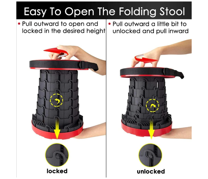 Portable Folding Stool - Retractable Telescopic Collapsible Stools Lightweight Camping Stool, Plastic Portable Seat For Fishing BBQ Fishing Garden Golf in UAE