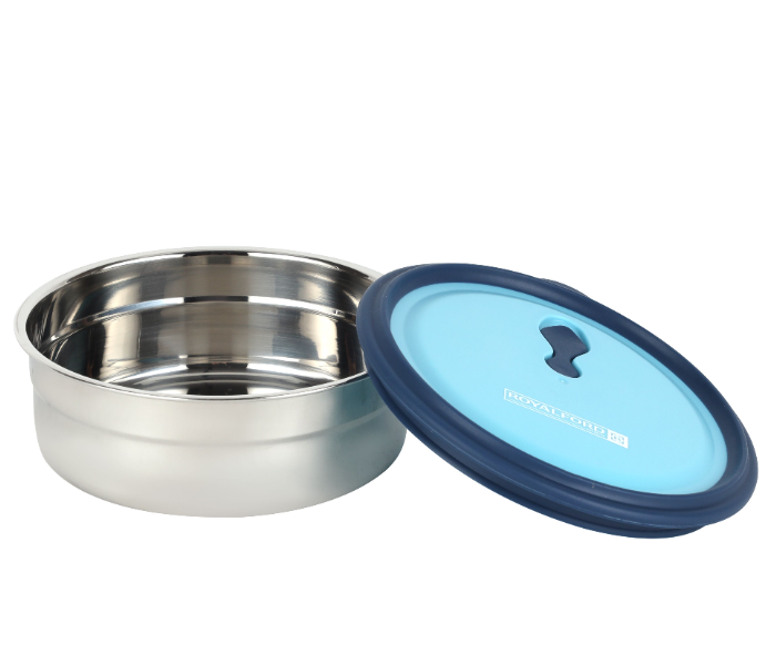 Royalford RF12627 1000 ml Stainless Steel Lunch Box with Polymer Lid And Steam Release Vent - Blue And Silver in UAE