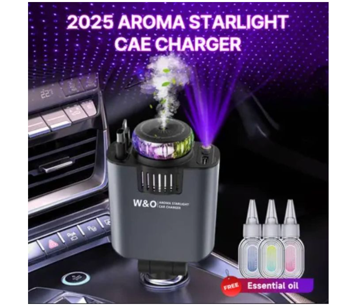 Aromatherapy LED Lighting, and Star Projection Car Charger Roof Starlight 5 In 1 Retractable Cable 66W Fast Charger Adapter USB A & USB C Compatible With All Phones, IPad And Gadget in UAE
