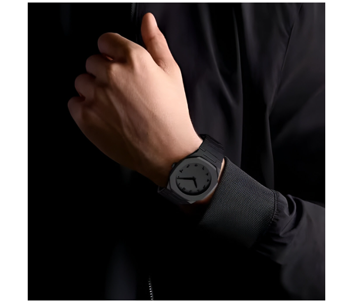 Arabic Aura Men's Watch with Arabic Numerals Matte Black Minimalist Analog Watch | Trending Wristwatch With Octagonal Case in KSA