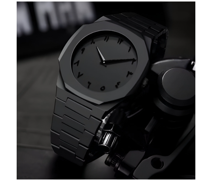 Arabic Aura Men's Watch with Arabic Numerals Matte Black Minimalist Analog Watch | Trending Wristwatch With Octagonal Case in KSA
