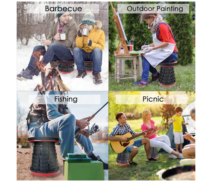 Portable Folding Stool - Retractable Telescopic Collapsible Stools Lightweight Camping Stool, Plastic Portable Seat For Fishing BBQ Fishing Garden Golf in UAE