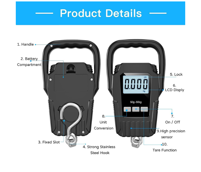 Scale110lb/50kg Luggage Scale,Upgrade Large Handle & Backlit LCD Display, Suitcase Scale with Comfortable Handle & Large Hook in UAE