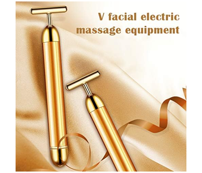 Usuny 24k Golden Pulse Facial Massager face roller face massager for anti-aging fine lines, 24K vibrating face roller electric face massager machineT-Shape Electric Sign Face Massage Tools for Sensitive Skin Face Pull Tight Firming Lift in UAE