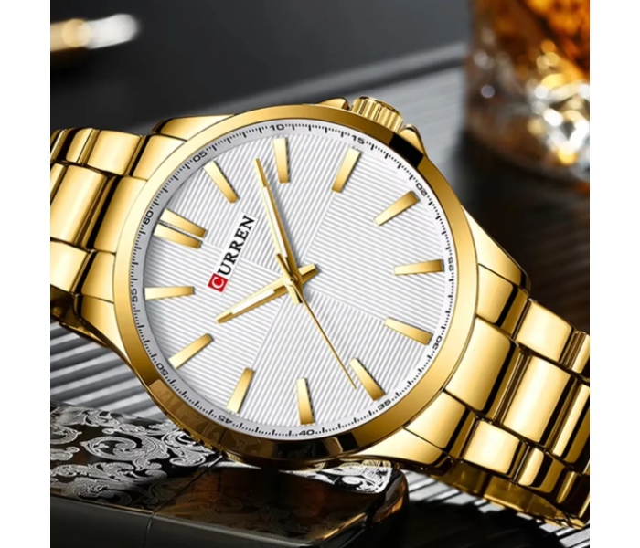 Curren JPN8322GWH 8322 Man Sport Watch Man Waterproof Outdoor Wristwatch Quartz Business Watch - Gold in UAE