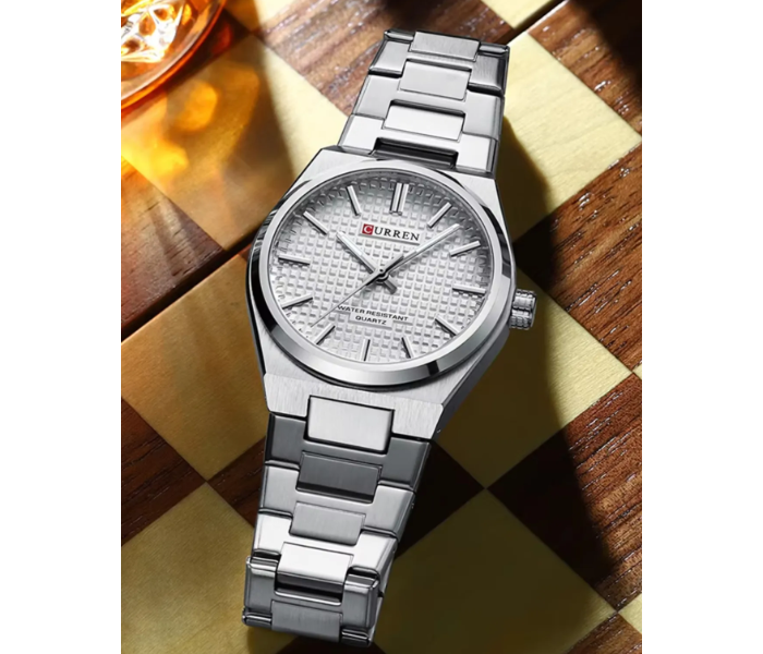 Curren JPN8439SSL 8439 Men's Watch Water Resistant Stainless Steel Quartz Business Wrist Watch - Silver And White in UAE