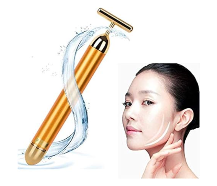 Usuny 24k Golden Pulse Facial Massager face roller face massager for anti-aging fine lines, 24K vibrating face roller electric face massager machineT-Shape Electric Sign Face Massage Tools for Sensitive Skin Face Pull Tight Firming Lift in UAE