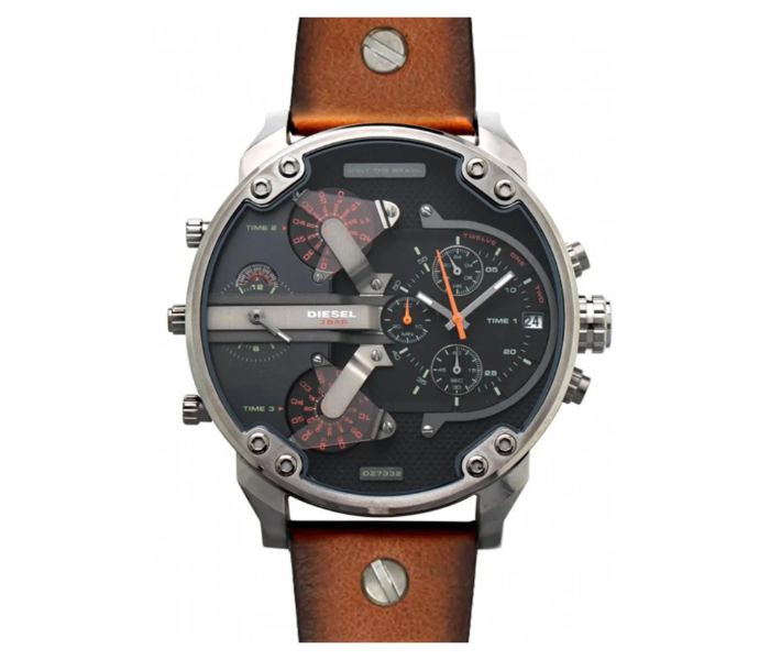 Diesel JPN7332BS Mr. Daddy Round Shape Leather Band Chronograph Wrist Watch 57 mm - Brown in UAE