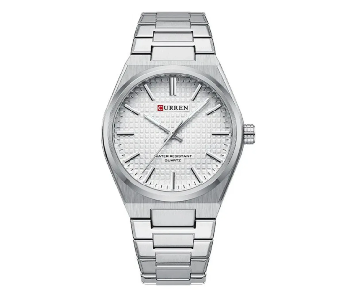Curren JPN8439SSL 8439 Men's Watch Water Resistant Stainless Steel Quartz Business Wrist Watch - Silver And White in UAE